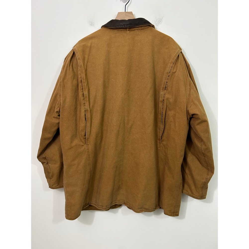 Vintage J. Crew Barn Jacket Mens Large Brown Plaid Lined Field Coat Oarsman - Picture 3 of 16